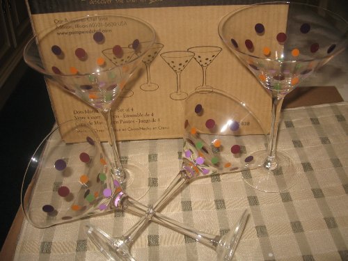 Pampered Chef Dots Martini Glasses Set of Four