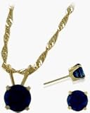 14 Karat Yellow Gold Genuine Sapphire Solitaire Set