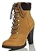 Soda Women's Rouge Faux Suede Lace Up Combat Chic Work Boot High Heel Ankle Bootie