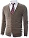 Ohoo Mens Slim Fit Ribbed V-Neck Button Down Knit Cardigan