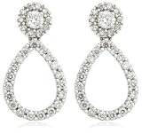 14k White Gold Pave Tear Drop Diamond Earrings (5/8 cttw, G-I Color, I1 Clarity)