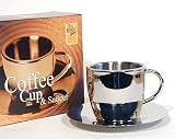 Coffee Cup & Saucer Stainless Steel 6 Oz Capacity