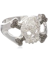 Sterling Silver Diamond Skull Ring (0.11 cttw, I-J Color, I2-I3 Clarity)