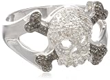 Sterling Silver Diamond Skull Ring (0.11 cttw, I-J Color, I2-I3 Clarity)