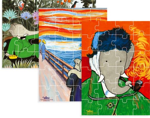 Vilac - 2189 - Babar - Puzzles Babar au Musée (3 x 24 pcs)
