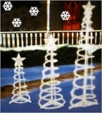Set Of 3 Lighted Spiral Christmas Trees Yard Art Multi Lights ES69-768