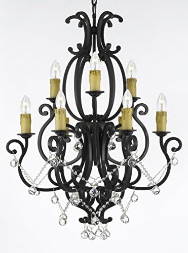 Hamilton Home Colonial Umber Finished Multi Tier Chandelier Chandeliers Lighting with Crystal Balls - Good for Dining Room, Foyer, Entryway !