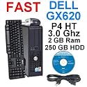 Fast Dell GX620 SFF Desktop Computer Tower Pentium 4 HT 3.0Ghz 2gb 250gb DVD/CDRW Keyboard/Mouse/Dell Recovery CD included