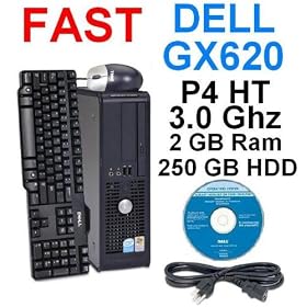 Fast Dell GX620 SFF Desktop Computer Tower Pentium 4 HT 3.0Ghz 2gb 250gb DVD/CDRW Keyboard/Mouse/Dell Recovery CD included
