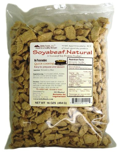 Betta Foods Soyabeaf Natural Chunks (Unflavored TVP), 16-ounce Bag