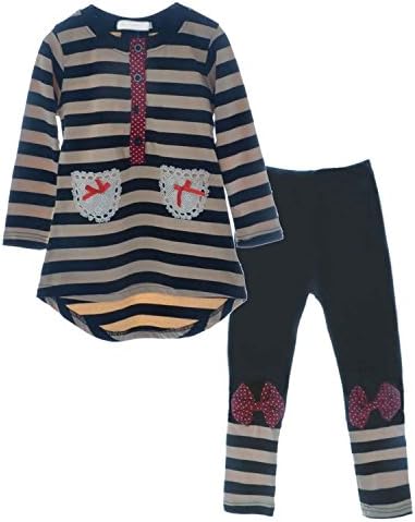Little Girls' 2 Pieces Long Sleeve Top Leggings Clothes Set Outfits(Black,130)