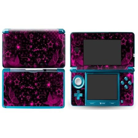 HOT PINK BUTTERFLIESDesign Nintendo 3D 3DS Vinyl Skin Decal Sticker Protector (Matte Finish)+ Free Screen Protector Set