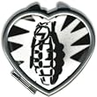 Womens Hand Made Retro BLACK AND WHITE GRENADE Heart Compact