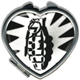 Womens Hand Made Retro BLACK AND WHITE GRENADE Heart Compact