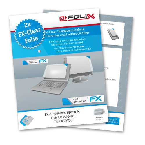 2 x atFoliX FX-Clear Displayschutzfolie für Panasonic TX-P46GW20 / TXP46GW20 - Displayschutz kristallklar! Höchste Qualität - Made in Germany!