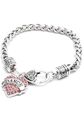 Godyce Heart Charm Bracelet Dance Teacher Success Twirling Basketball Softball - Crystal Inlaid