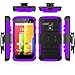 Moto G (1st Gen.) Case, EC™ Hybrid Kickstand Shock Absorbing Case, High Impact Dual Layer Holster Case with Locking Belt Swivel Clip for Motorola Moto G (1st Generation Only) (Black/Purple)