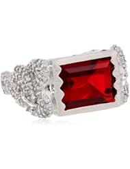 DOMO White Bronze Red Glass Cubic Zirconia Ring
