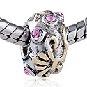 October Birthhstone Golden Bowknot European Beads Birthstone - Pandora Bead & Bracelet Compatible