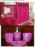 19 Piece Bath Accessory Set Pink Leopard Bathroom Rugs & Shower Curtain & Accessories