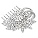 EVER FAITH Wedding Flower Leaf Hair Comb Clear Austrian Crystal