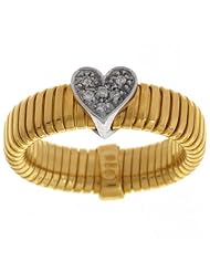 14 Karat Two-Tone Gold Heart Tubogas Diamond Ring (Size 7)
