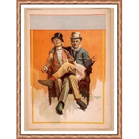 Historic Framed Theater Poster TITLE: Two men sitting in one chair one mans leg over the others both s
