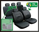 Universal Car Seat Cover Full Set Leather Airbags Ready and Rear Seat Split Pu002115 Black