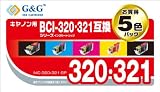 G&G CANON BCI-321・320PGBK 5個パック NIC-320+321-5P