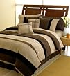 Black Jacaranda Striped Micro Suede Luxury Bed in a Bag Comforter 6 piece Bedding Set - Queen Size