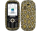 Leopard Gold Bling Rhinestone Faceplate Diamond Crystal Hard Skin Case Cover for Samsung SGH-T369