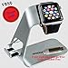 Noworriesmate Apple Watch & iPhone Charging Stand, Premium Bonus Edition (includes 8-Pin Lightning Charge & Sync Cable; Microfiber Cleaning Cloth, and Cable Butt Cable Management Clip)