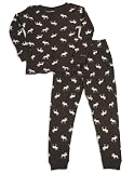Calvin Klein - Boys Long Sleeve Thermal Moose Pajamas, Brown