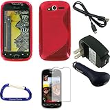 Gizmo Dorks TPU Gel Case Cover (Red) Charging Bundle and Screen Protector with Carabiner Key Chain for the T-Mobile MyTouch 4G