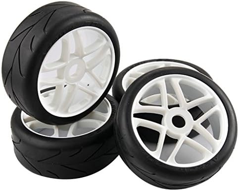 SkyQ RC Tires Tyre and Wheels for 1/8 Scale Truck Buggy Baja HPI Traxxas Cars 4pcs White