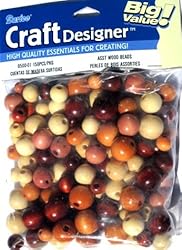Darice Assorted Wood Beads, Natural, Tan, Brown, 150 Pc Bag