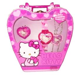 Hello Kitty LCD Watch in Heart Shaped Case - Pink