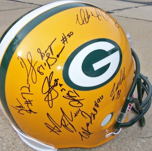 2011 GREEN BAY PACKERS TEAM SIGNED AUTOGRAPHED FULL SIZE HELMET RODGERS , MATTHEWS COA + HOLOGRAM