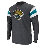 NFL Men's Jacksonville Jaguars End Of Line III Adult Long Sleeve Crew Neck Overdyed Tee (Charcoal Heather/White/Act Blue, X-Large)