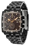 Image of Police Men's Patrol Mf Watch 12921Jsb/02M with Black Ip Bracelet and Brown Multifunctional Dial