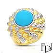 FPJ Attractive Ring With Genuine Turquoise Made in 14K/925 Gold plated Silver. Total item weight 8.4g - Size 6 (Size 7)