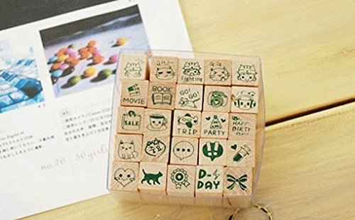 Wooden Rubber Stamp Set - 25 Kinds Korea DIY Woodiness rubber stamp-diary stamp set----Love Dairy