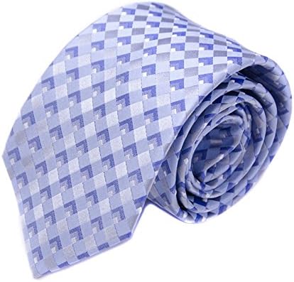 Weltie Men's Silk Necktie, Diamond And Herringbone Woven Tie-Blue