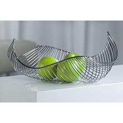 DESIGNER OBSTKORB / OBSTSCHALE METALL VERCHROMT silber