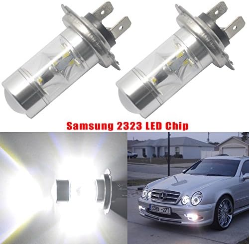 Amak 2X12-SMD Samsung 2323 High Power LED H7 Fog Lights Driving Bulbs 60W 6000K 12V (White)