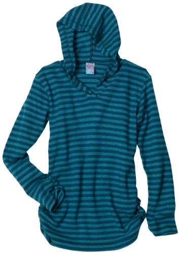 Charlie Rocket Girls 7-16 Stripe Thermal Hoodie Tunic, Teal, 8