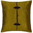 Decorative Handmade Gold & Black Embroidered Thai Silk Cushion Cover / Pillow Sham