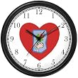 Red Heart - Red Heart Shaped Flower and Hand (Cartoon) - Love & Friendship Wall Clock by WatchBuddy Timepieces (Black Frame)