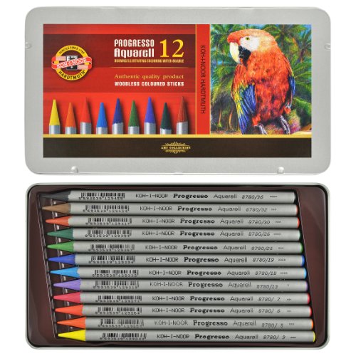 Kohinoor Progresso 12 Aquarell Woodless Colored Pencils. 8782 Bestseller! Drawing Sets