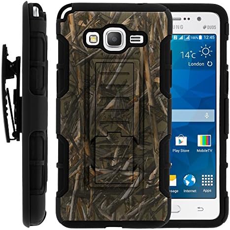 Galaxy Grand Prime Case, Galaxy Grand Prime Holster, High Impact Advanced Double Layered Hard Cover with Built in Kickstand and Belt Clip for Samsung Galaxy Grand Prime SM-G530H, SM-G530F (Cricket) from MINITURTLE | Includes Screen Protector - Dry Wood Camouflage